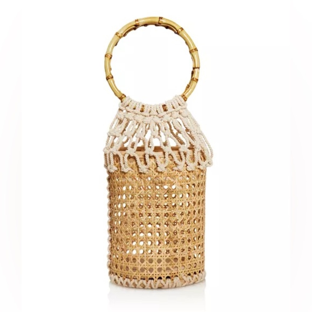 NEW Bloomingdales Crochet Bamboo Wrist Bag Clutch​